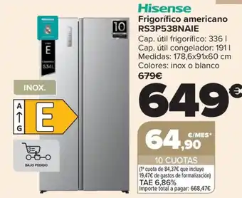 Carrefour HISENSE Frigorífico americano RS3P538NAIE oferta