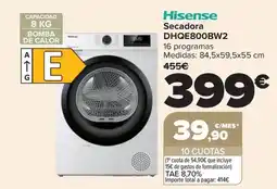 Carrefour HISENSE Secadora DHQE800BW2 oferta