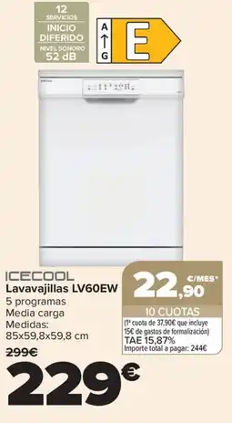 Carrefour ICECOOL Lavavajillas LV60EW oferta