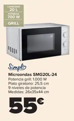 Carrefour SIMPLY Microondas SMG20L-24 oferta