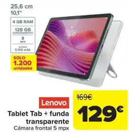 Carrefour LENOVO Tablet Tab + funda transparente oferta