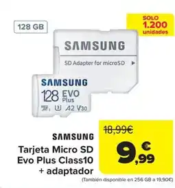 Carrefour SAMSUNG Tarjeta Micro SD Evo Plus Class10 + adaptador oferta