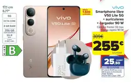 Carrefour VIVO Smartphone libre V50 Lite 5G + auriculares + cargador 90 W oferta