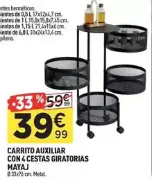 Centrakor Carrito auxiliar con 4 cesta5 giratorias oferta