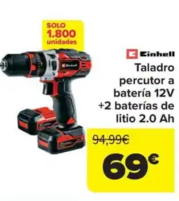 Carrefour EINHELL Taladro percutor a batería 12V +2 baterías de litio 2.0 Ah oferta
