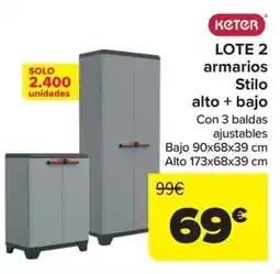 Carrefour KETER Lote 2 armarios stilo alto + bajo oferta