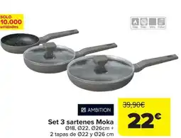Carrefour AMBITION Set 3 sartenes Moka oferta