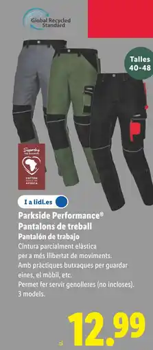Lidl PARKSIDE Pantalons de treball Pantalón de trabajo Cintura parcialment elàstica oferta