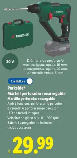 Lidl PARKSIDE Martell perforador recarregable Martillo perforador recargable oferta