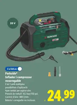 Lidl PARKSIDE Inflador i compressor recarregable oferta