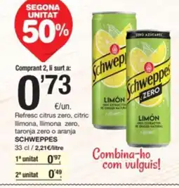 SPAR Fragadis SCHWEPPES Refresc citrus zero, citric llimona, llimona zero, taronja zero o aranja oferta