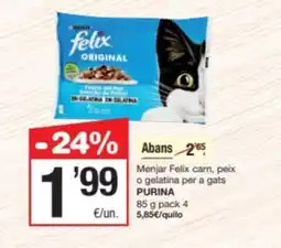 SPAR Fragadis PURINA Menjar Felix carn, peix o gelatina per a gats oferta