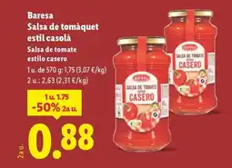Lidl BARESA Salsa de tomàquet estil casolà oferta
