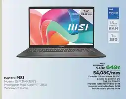 El Corte Inglés MSI Portátil oferta