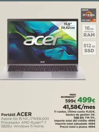 El Corte Inglés ACER Portátil oferta