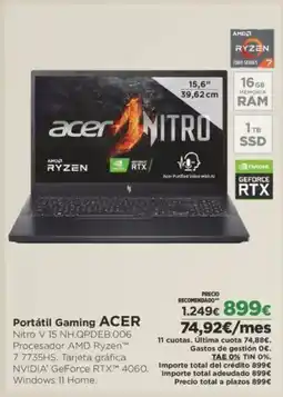 El Corte Inglés ACER Portátil Gaming oferta