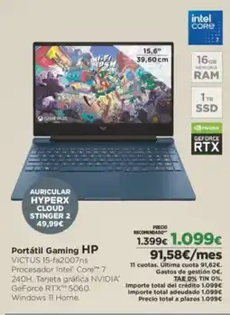 El Corte Inglés HP Portátil Gaming oferta