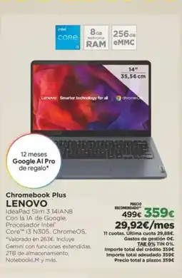 El Corte Inglés LENOVO Chromebook Plus oferta