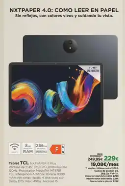 El Corte Inglés TCL Tablet oferta