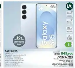 El Corte Inglés SAMSUNG Galaxy S25 oferta