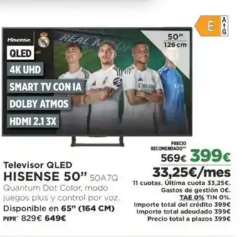 El Corte Inglés HISENSE 50" Televisor QLED oferta