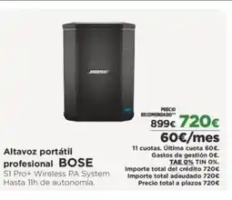 El Corte Inglés BOSE Altavoz portátil profesional oferta
