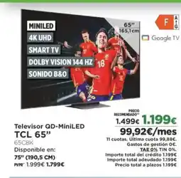 El Corte Inglés TCL 65" Televisor QD-MiniLED oferta