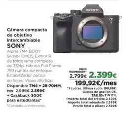 El Corte Inglés SONY Cámara compacta de objetivo intercambiable oferta
