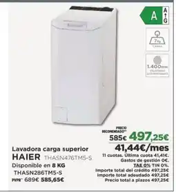 El Corte Inglés HAIER Lavadora carga superior oferta