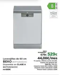 El Corte Inglés BEKO Lavavajillas oferta