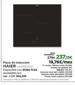 El Corte Inglés HAIER Placa de inducción oferta