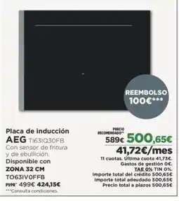 El Corte Inglés AEG Placa de inducción oferta