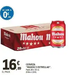 E.Leclerc MAHOU 5 ESTRELLAS Cerveza oferta