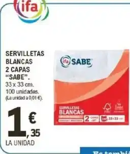 E.Leclerc SABE Servilletas blancas 2 capas oferta