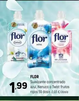 Coviran FLOR Suavizante concentrado azul, Nenuco o Twist frutos rojos 59 dosis oferta