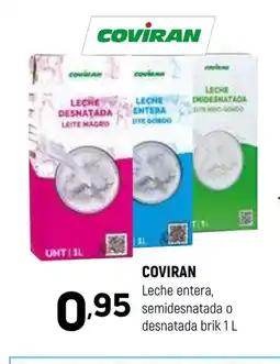 Coviran COVIRAN Leche entera, semidesnatada o desnatada brik oferta