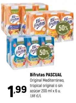 Coviran PASCUAL Bifrutas original mediterráneo, tropical original o sin azúcar 200 m oferta