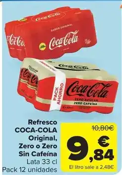 Carrefour Market COCA-COLA Refresco Zero o Zero Sense Cafeïna oferta
