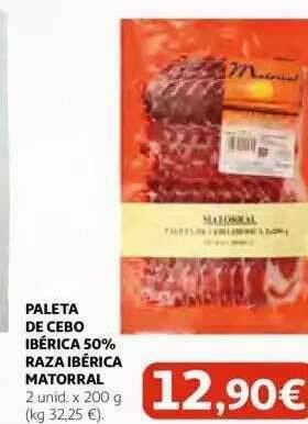 Alcampo Paleta De Cebo Ibérica 50% Raza Ibérica Matorral oferta