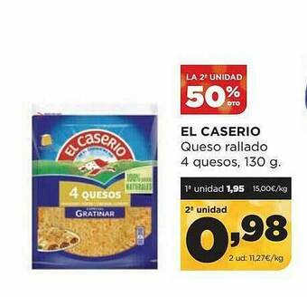 Alimerka La 2a Unidad 50% Dto. El Caserio Queso Rallado 4 Quesos oferta