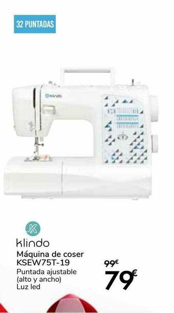 Carrefour Klindo Máquina De Coser Ksew75t-19 oferta