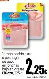 Unide Supermercados Elpozo - jamón cocido extra o pechuga de pavo en lonchas bajo en grasas oferta