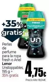 Unide Supermercados Lenor - perlas de perfume para la ropa fresh o ariel unstoppables oferta