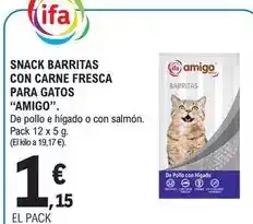 E.Leclerc Ifa amigo - snack barritas con carne fresca para gatos oferta