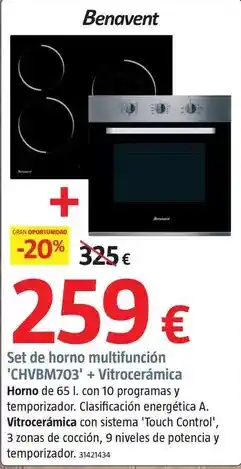 Bauhaus Benavent - set de horno multifuncion 'chvbm703' + vitroceramica oferta
