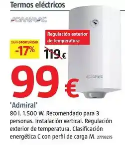 Bauhaus Admiral - termo electrico oferta