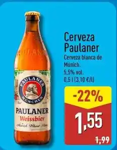 ALDI Paulaner - cerveza blanca de munich. 5.5% vol oferta