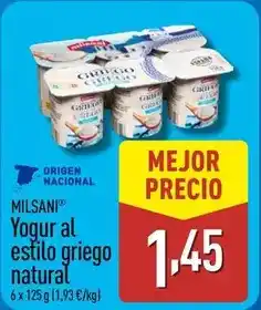 ALDI Milsani - yogur al estilo griego natural oferta