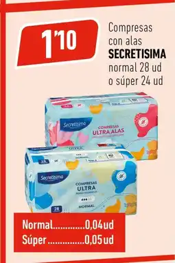 Supermercados Deza SECRETISIMA Compresas con alas oferta