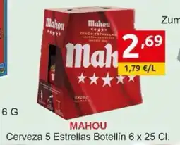 Supermercados Extremadura MAHOU Cerveza 5 Estrellas Botellín oferta